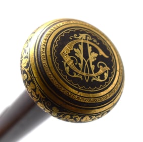 Antique Spanish Toledo damascene cane / walking stick