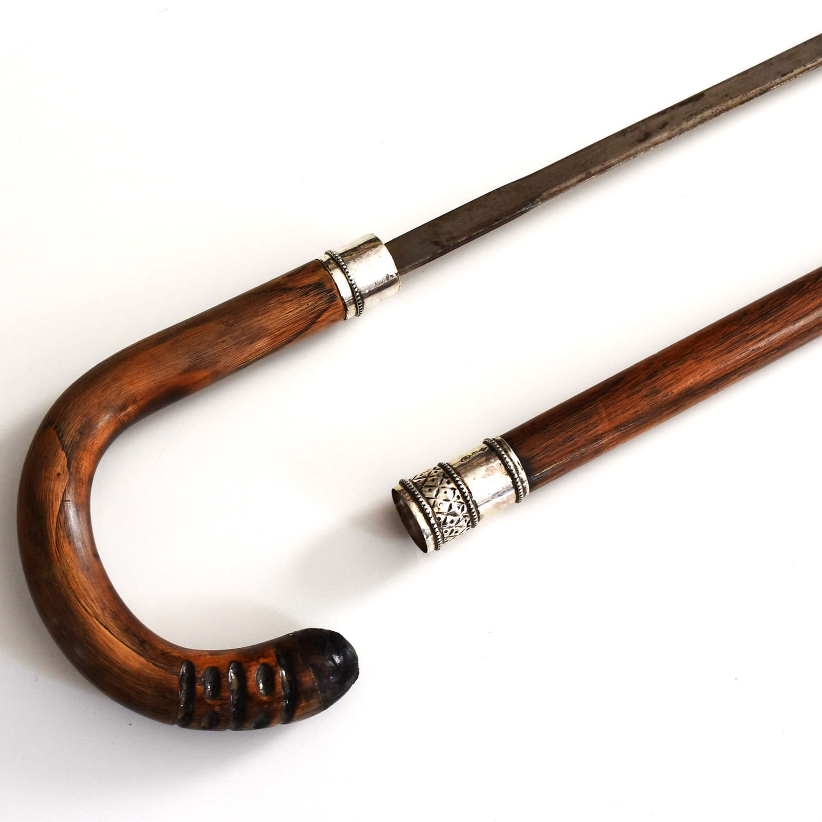 Antique Spanish sterling  silver mounted sword cane (1 of 14)