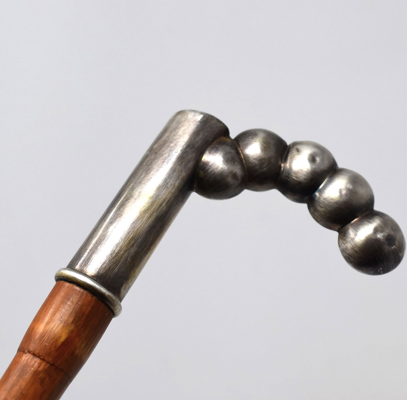 Antique or vintage .800 silver mounted bamboo cane (1 of 7)