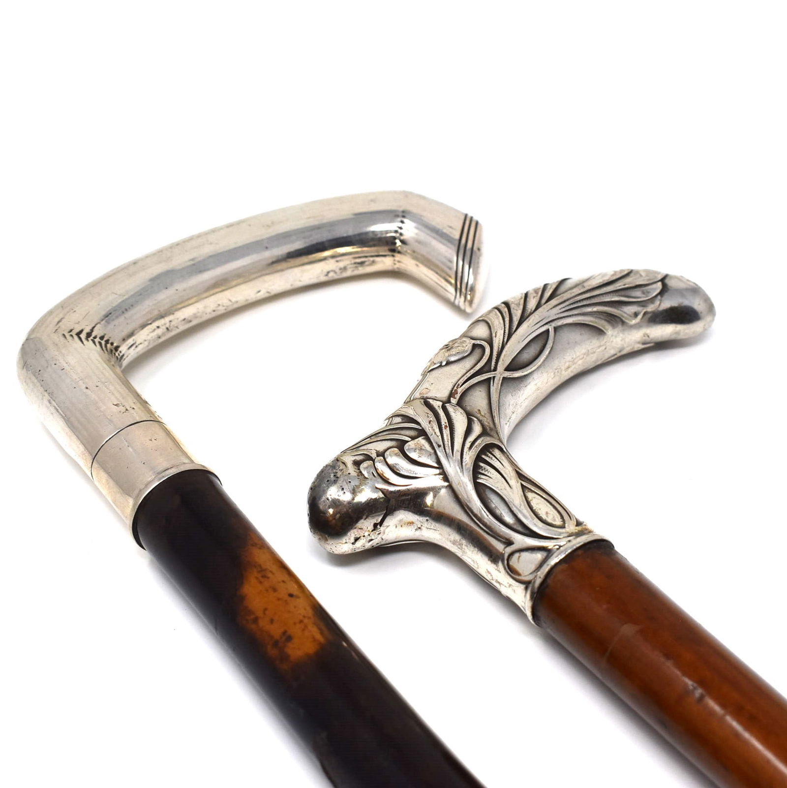 Two German Art Nouveau  800 silver mounted canes / walking sticks (1 of 18)