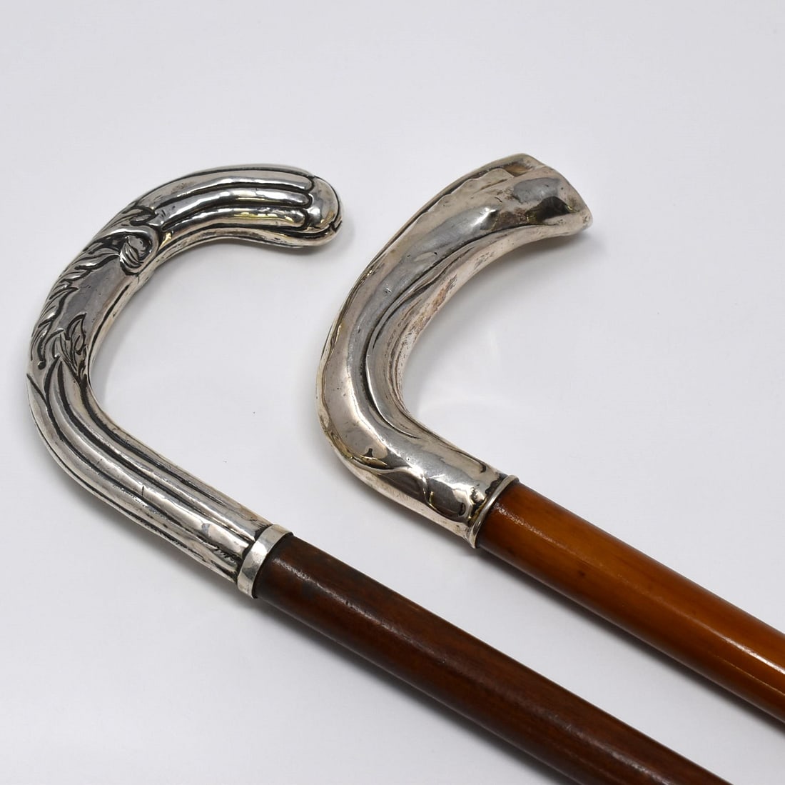 Two Art Nouveau silver mounted canes / walking sticks (1 of 17)
