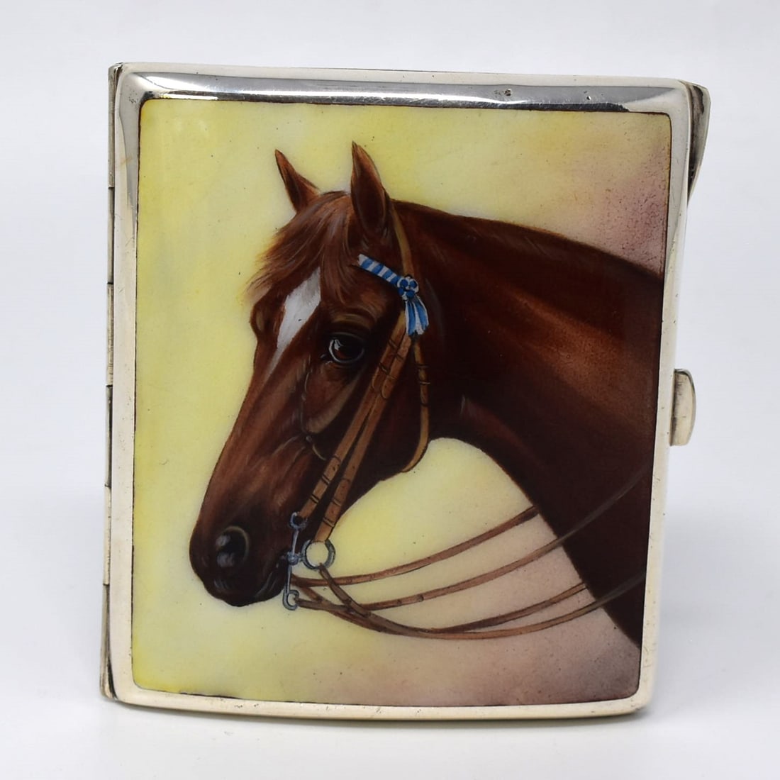 Art Deco .900 silver and enamel cigarette case with equestrian theme (1 of 10)