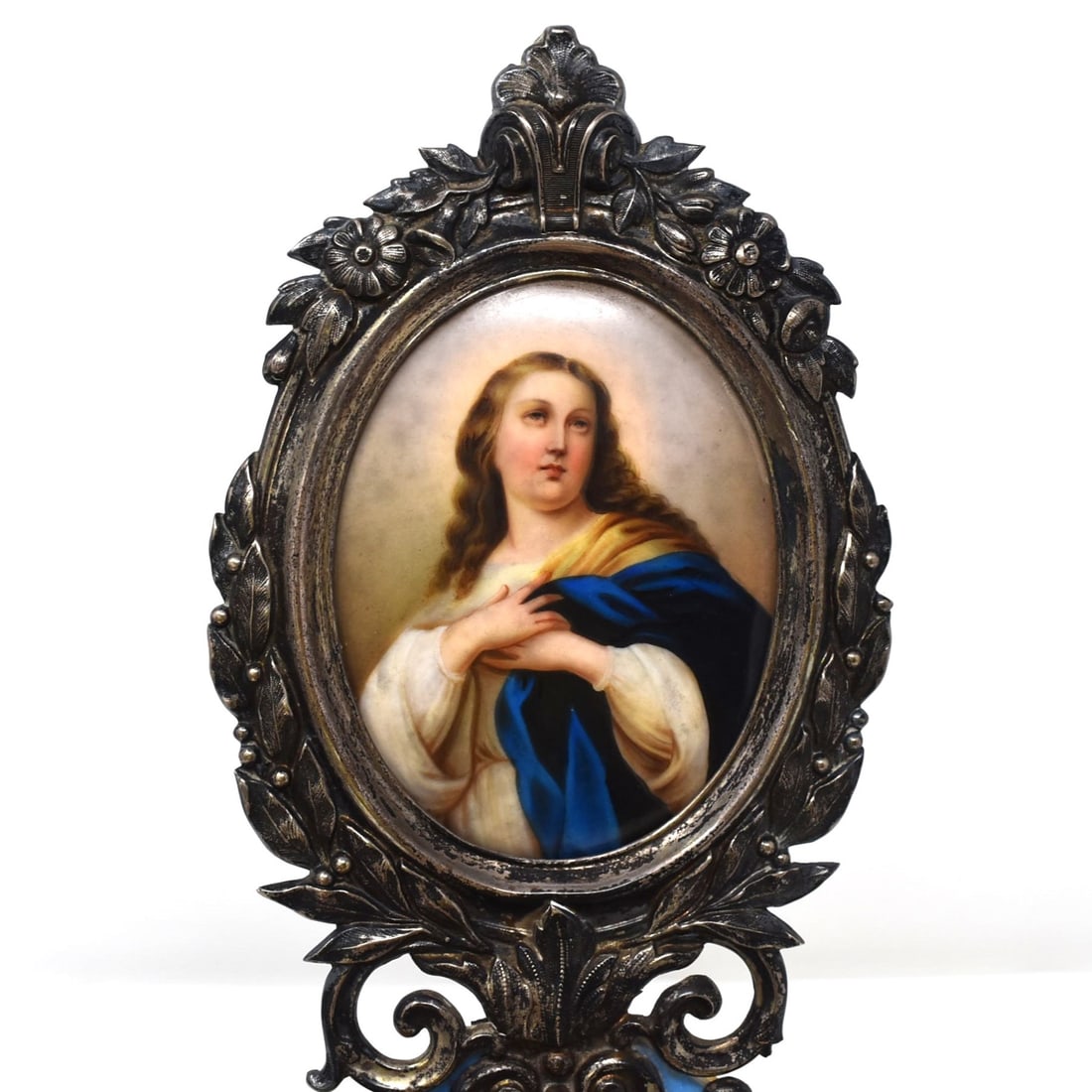 Antique French silver, porcelain & opaline glass Holy Water font (1 of 13)