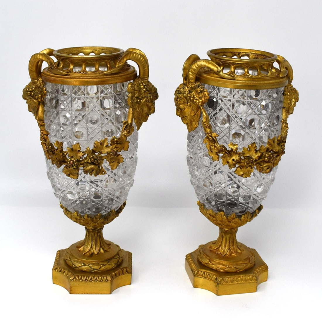 A pair of French ormolu mounted and cut glass cassolettes/ vases (1 of 20)