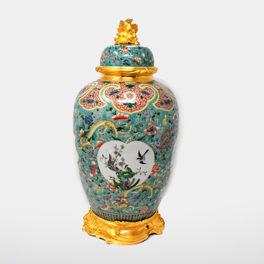 Christofle ormolu-mounted Chinese famille verte porcelain vase and cover (1 of 19)