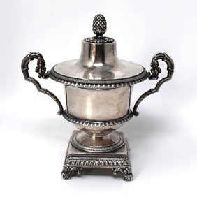 Antique French solid silver vase and cover