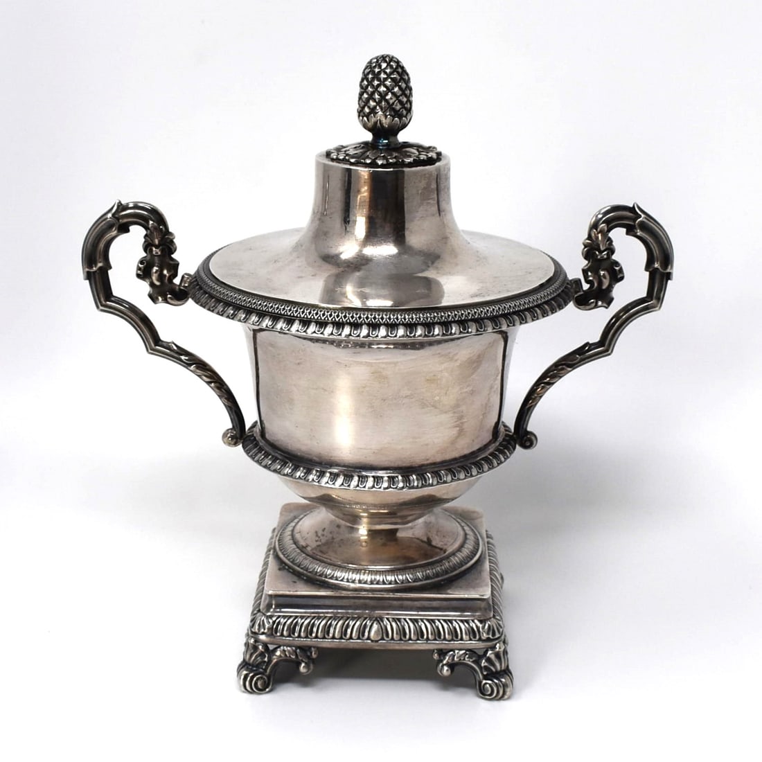 Antique French solid silver vase and cover