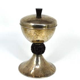 Antique French martele silver ciborium