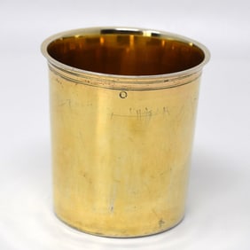 Antique French silver gilt cup, 1819-1838