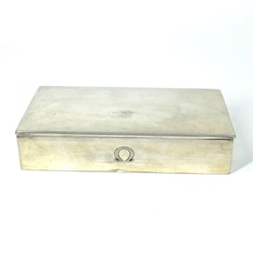 A vintage Swiss made silver cigar box