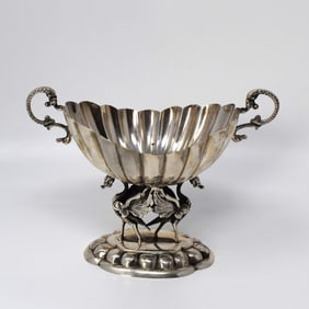Antique or vintage sterling silver figural footed compote