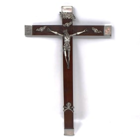 Antique silver mounted crucifix