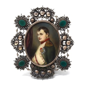 Antique 900 silver frame with Napoleon miniature painting