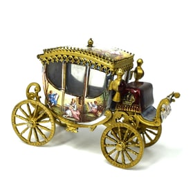 A fine Viennese Austrian gilt silver & enamel carriage by Ludwig Politzer