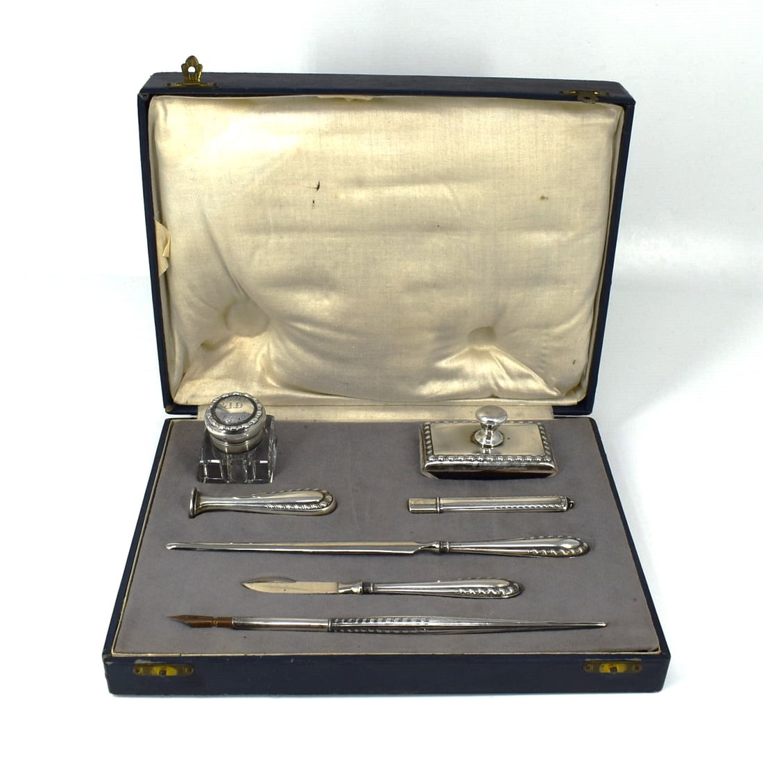 Antique German .835 silver 7-piece desk set in original case (1 of 18)