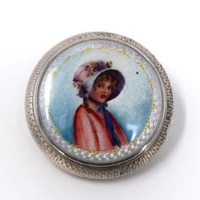 Antique Swiss sterling silver and guilloche enamel pill box