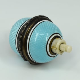 An antique guilloche enamel bell push