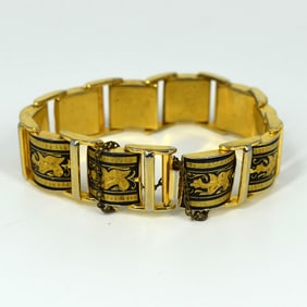 Vintage Spanish gold plated Toledo damascene bracelet