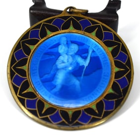 Antique French Guilloche enamel medal of St. Christopher