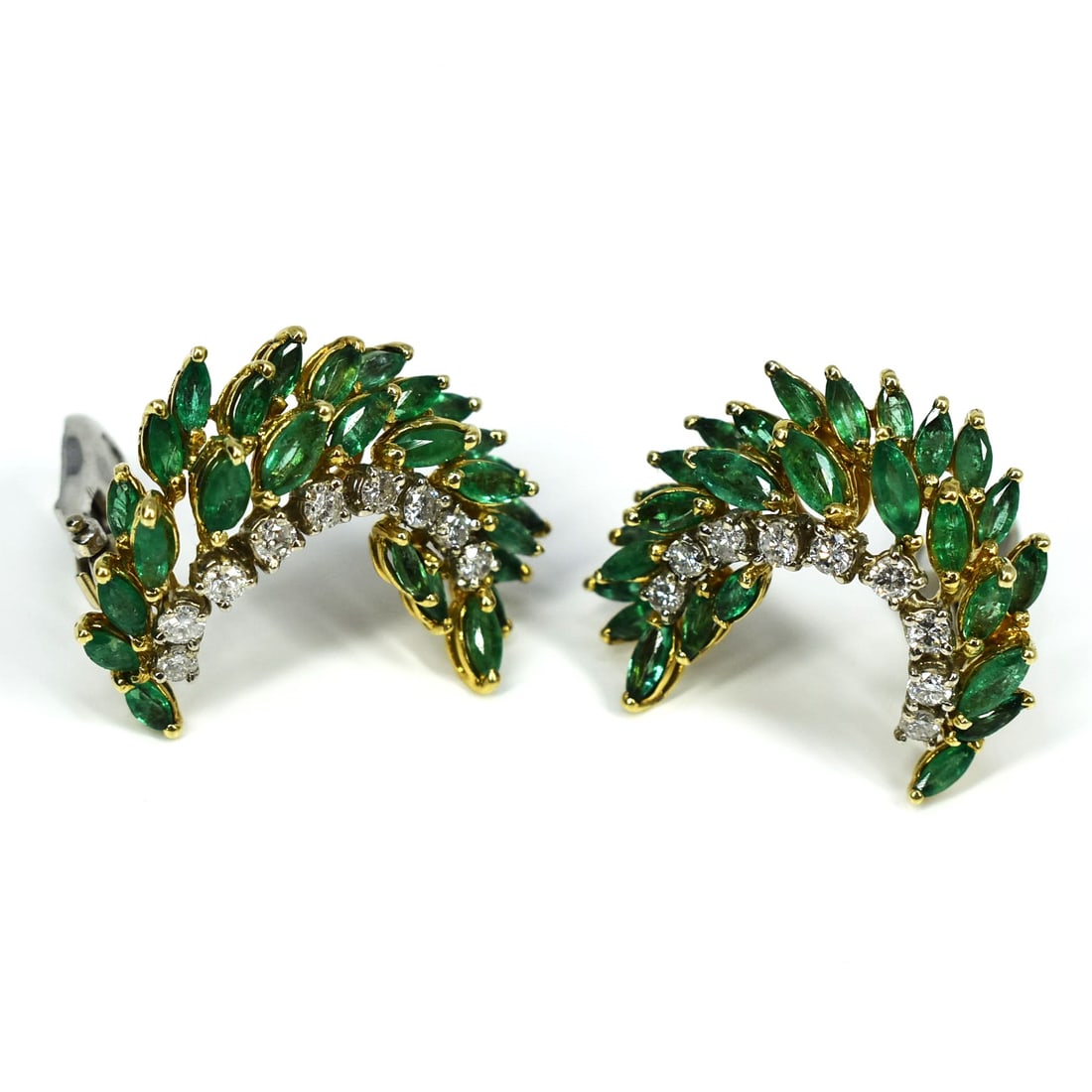 A pair of 14K gold Emerald and Diamond Clip-on Earrings (1 of 10)