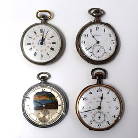 Grouping of four antique pocket watches including Longines