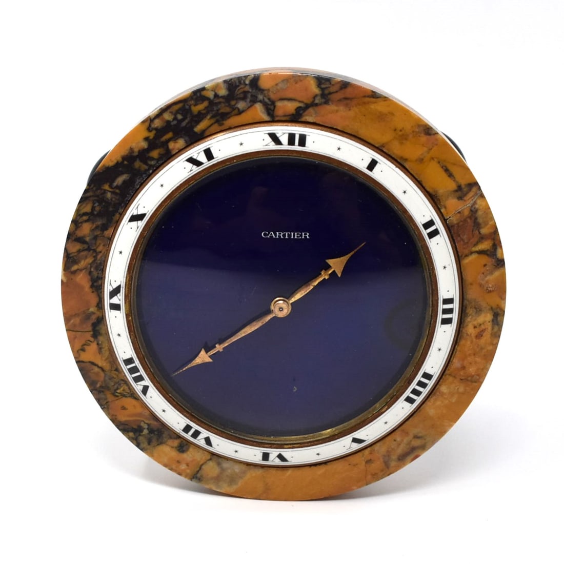 CARTIER style, Charlton & Co NY marble and enamel desk clock (1 of 12)