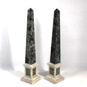 A pair of antique Italian carved marble obelisks