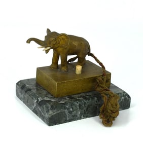 Antique bronze figural Elephant push bell