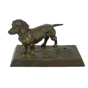 Antique figural Dachshund bell push