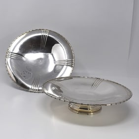 A pair of vintage Art Deco silverplate tazza