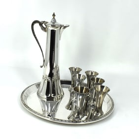 WMF 8-pc silver-plated Art Nouveau liqueur set on tray