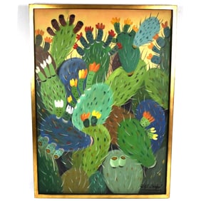 Bibi ZOGBE (1890-1975) 'Cactus' oil on board