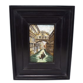 Antique Micromosaic plaque of Venice's bridge of sighs
