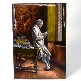 Antique Limoges enamel plaque signed Bardonnaud