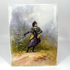Antique hand-painted porcelain plaque