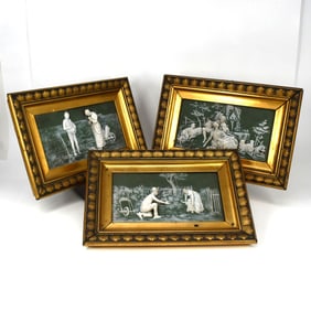 Set of three jasperware framed plaques