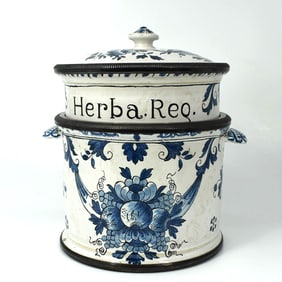 Unusual French Tetard freres silver mounted faience tobaco box?