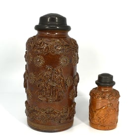 Two 19th century Beauvais tobacco jars