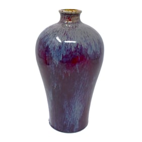 A Chinese flambe glazed meiping vase