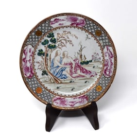 A Chinese export famille rose porcelain plate, 18th cent.