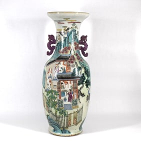 A large Chinese famille rose baluster vase, Qing dynasty