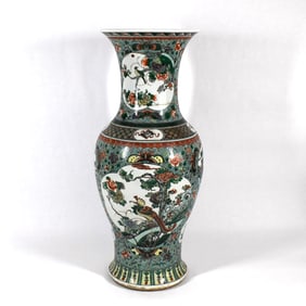 A large Chinese famille verte porcelain baluster vase