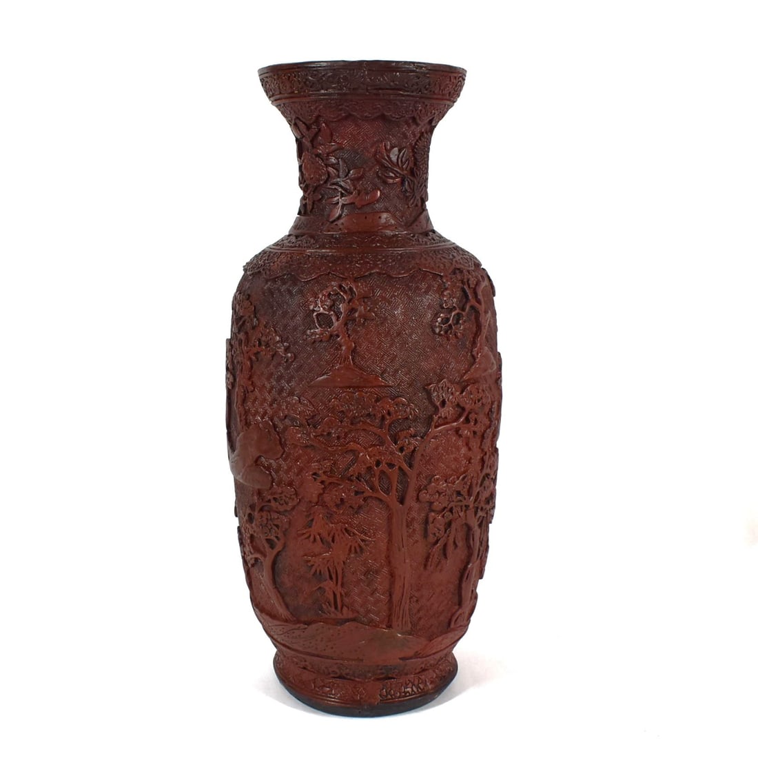 A large Chinese carved cinnabar / lacquer baluster vase (1 of 20)