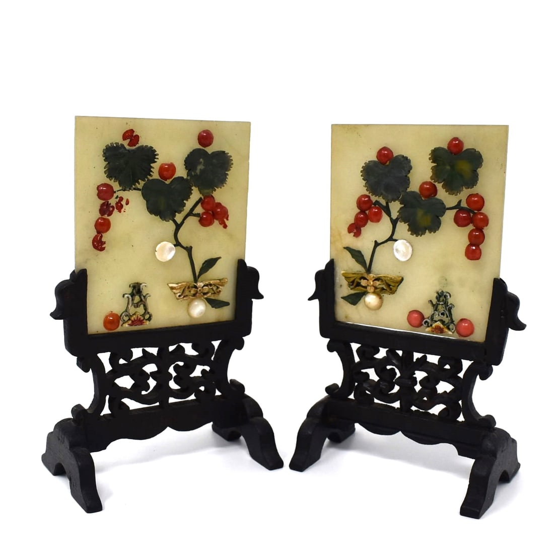 A pair of Chinese hardstone table screens (1 of 9)