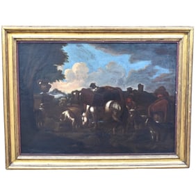 Philipp Peter ROOS (c.1655-1706) attr., goat herder and horse, oil on canvas