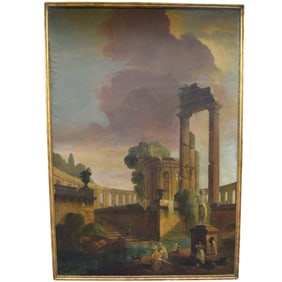 Massive 19th C. european School architectural capriccio oil on canvas
