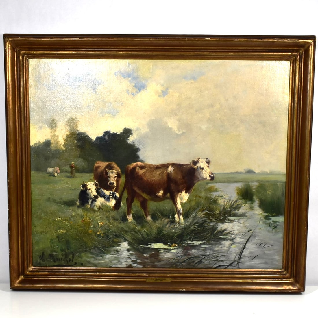 Charles MARECHAL (1865-1931), oil on canvas of cows in landscape (1 of 14)