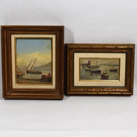 Italian School, two oil on panel seascapes, 20th C.
