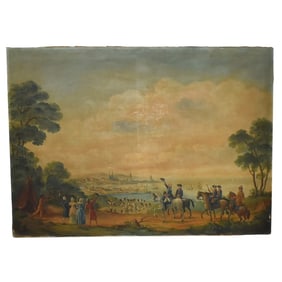 American revolutionary war (French troops in Newport in 1778?), anonymous oil on canvas