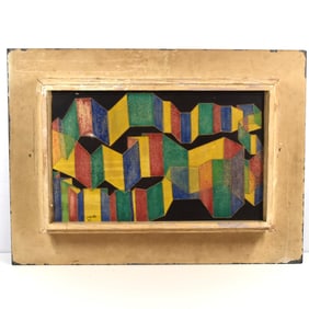 Signed Abstract oil on masonite, 1951